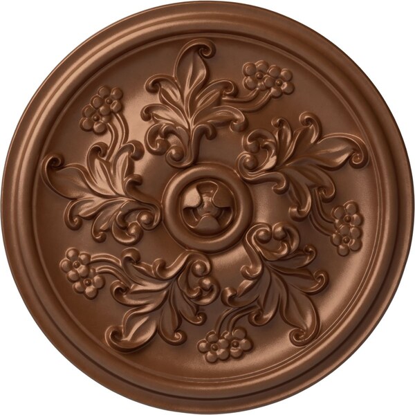 Ekena Millwork Katheryn Ceiling Medallion (Fits Canopies up to 2 1/8"), 14 1/2"OD x 2 3/4"P, Polished Copper CM14KTPOS - main